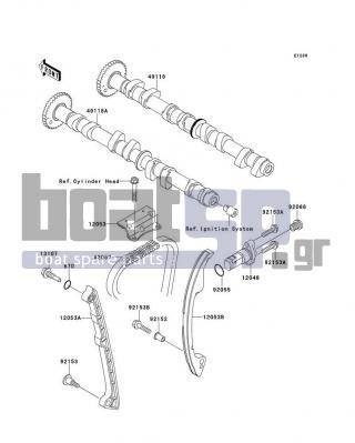 KAWASAKI - STX-15F 2012 - Engine/Transmission - Camshaft(s)/Tensioner - 12053-3705 - GUIDE-CHAIN,IN SIDE