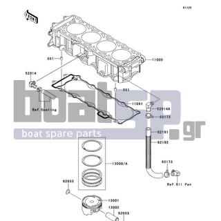 KAWASAKI - STX-15F 2012 - Engine/Transmission - Cylinder/Piston(s) - 11061-3708 - GASKET,CYLINDER BASE