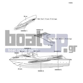 KAWASAKI - STX-15F 2012 - Body Parts - Decals(White)(ACF) - 56069-1420 - PATTERN,HATCH COVER,LH