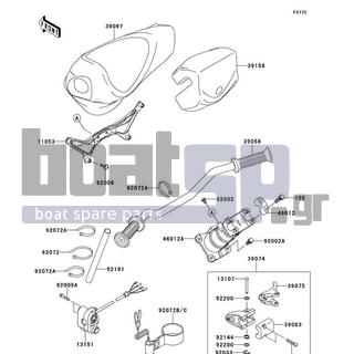 KAWASAKI - STX-15F 2012 - Body Parts - Handlebar - 155R0840 - BOLT-WSP-SMALL,8X40