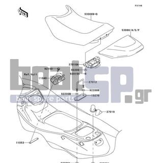 KAWASAKI - STX-15F 2012 - Body Parts - Seat - 53066-3728-340 - SEAT-ASSY,RR,T.BLUE