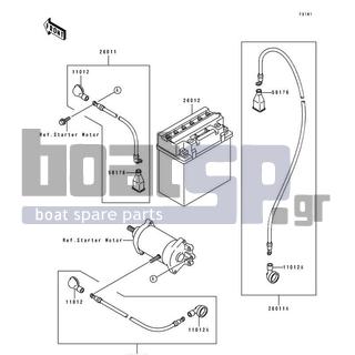 KAWASAKI - 650 SX 1993 - Electrical - Electrical Equipment - 26011-3735 - WIRE-LEAD,BATTERY(+)