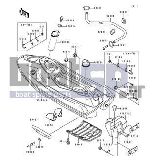 KAWASAKI - SUPER SPORT XI 1993 - Frame - Hull - 59446-3723 - COVER-JET PUMP