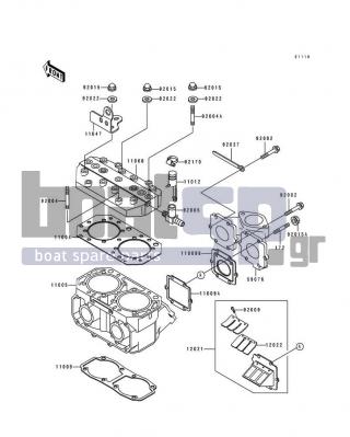 KAWASAKI - 550 SX 1992 - Engine/Transmission - Cylinder Head/Cylinder - 11008-3701 - HEAD-COMP-CYLINDER