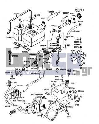 KAWASAKI - JET MATE 1992 - Body Parts - Fuel Tank - 92009-3763 - SCREW,6X20