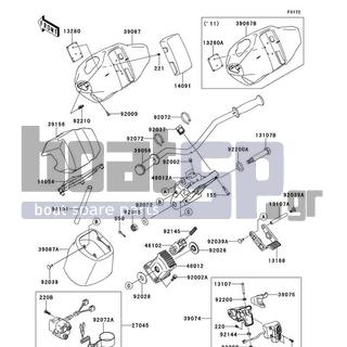 KAWASAKI - ULTRA 300LX 2011 - Body Parts - Handlebar - 46012-3733 - HOLDER-HANDLE,UPP