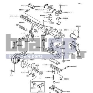 KAWASAKI - SC 1992 - Body Parts - Handle Pole - 13320-3704 - LEVER-ASSY,REVERSE