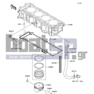 KAWASAKI - ULTRA LX 2011 - Engine/Transmission - Cylinder/Piston(s) - 92171-3710 - CLAMP,TUBE