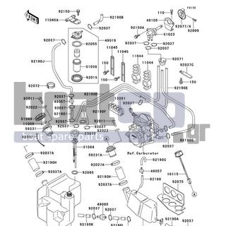 KAWASAKI - X2 1992 - Εξωτερικά Μέρη - Fuel Tank - 92190-3870 - TUBE,5.8X10.8X490