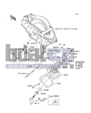 KAWASAKI - ULTRA LX 2011 - Body Parts - Handle Pole - 92022-3744 - WASHER,8.4X23X2.5