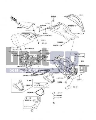 KAWASAKI - ULTRA LX 2011 - Πλαίσιο - Hull Middle Fittings