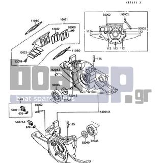 KAWASAKI - 300 SX 1990 - Engine/Transmission - Crankcase - 14001-5199 - SET-CRANKCASE