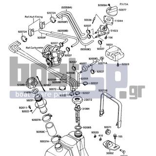 KAWASAKI - 300 SX 1990 - Body Parts - Fuel Tank(JS300-A3/A4) - 92059-3742 - TUBE,45X53X80