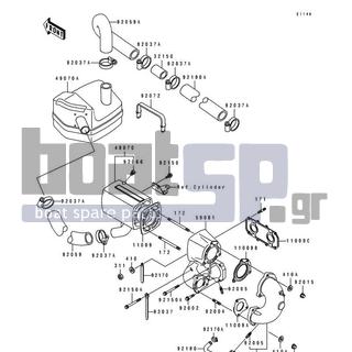 KAWASAKI - 550 SX 1990 - Exhaust - Muffler - 49070-3702 - MUFFLER-COMP,WATER BOX