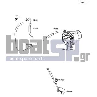 KAWASAKI - 650 SX 1990 - Body Parts - Bilge System - 92059-3792 - TUBE,9X16X320