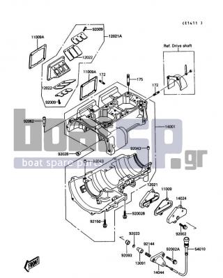 KAWASAKI - 650 SX 1990 - Engine/Transmission - Crankcase - 92043-1037 - PIN,DOWEL,10X14