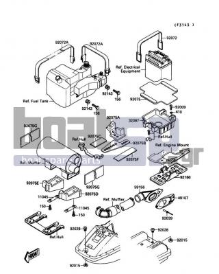 KAWASAKI - 650 SX 1990 - Frame - Hull Fittings - 92028-3734 - BUSHING