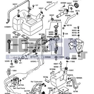 KAWASAKI - JET MATE 1990 - Body Parts - Fuel Tank - 92170-3720 - CLAMP
