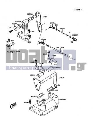 KAWASAKI - JET MATE 1990 - Body Parts - Handle Pole(Steering) - 155R0825 - BOLT-WSP-SMALL,8X25