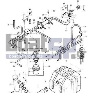 KAWASAKI - JS440 1990 - Body Parts - FUEL TANK - 23072-501 - RETAINER