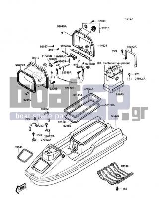 KAWASAKI - TS 1990 - Frame - Hull - 39145-3720 - TRIM-SEAL,HOOD