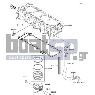 KAWASAKI - ULTRA 260LX 2010 - Engine/Transmission - Cylinder/Piston(s) - 11005-3766 - CYLINDER-ENGINE