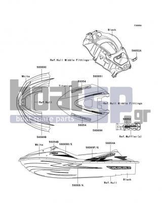 KAWASAKI - ULTRA 260LX 2010 - Body Parts - Decals(White)(FAF) - 56054-3742 - MARK,DECK,JETSKI
