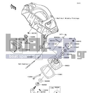 KAWASAKI - ULTRA 260LX 2010 - Body Parts - Handle Pole - 39021-3716 - BRACKET-HANDLE POLE