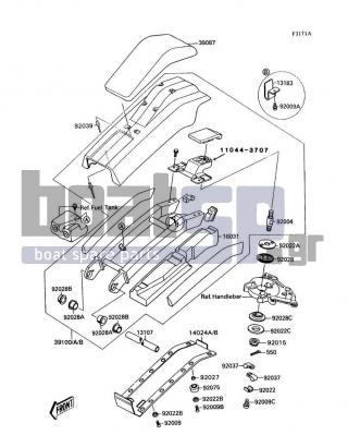 KAWASAKI - 300 SX 1989 - Body Parts - Handle Pole(JS300-A2/A3/A4)