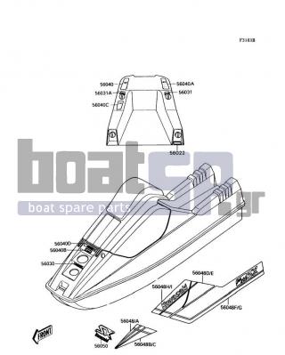 KAWASAKI - 300 SX 1989 - Frame - Labels(JS300-A3) - 56048-1612 - PATTERN,HULL,RH,RR,LWR