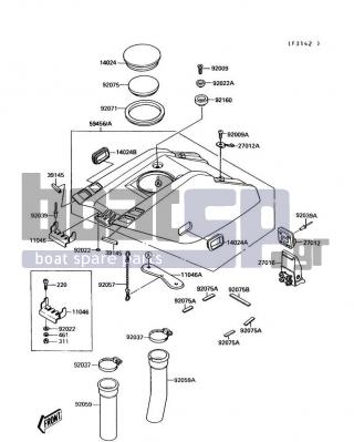 KAWASAKI - 650 SX 1989 - Engine/Transmission - Engine Hood - 27012-3711 - HOOK