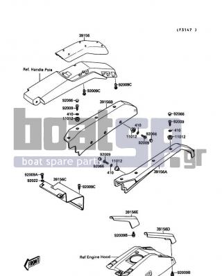 KAWASAKI - 650 SX 1989 - Body Parts - Pads - 39156-3728 - PAD,ENGINE HOOD,LH