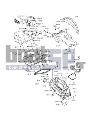 KAWASAKI - JET SKIΒ® ULTRAΒ® 310X 2016 - Frame - Hull Middle Fittings - 156R0618 - BOLT-WP,6X18