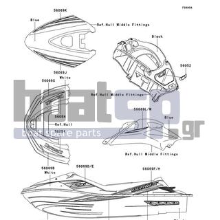 KAWASAKI - ULTRA LX 2010 - Body Parts - Decals(GAF) - 56069-3743 - PATTERN,DECK,RR,UPP,LH