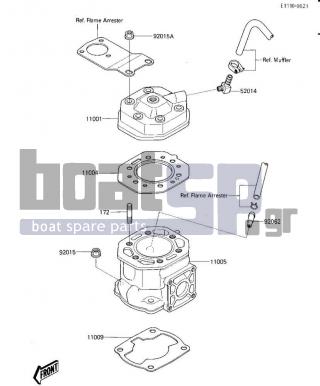 KAWASAKI - JS300 1986 - Engine/Transmission - CYLINDER HEAD/CYLINDER