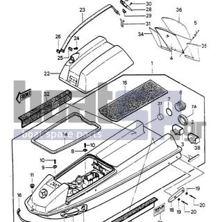 KAWASAKI - JS550 1986 - Frame - HULL/ENGINE HOOD (JS550-A5)