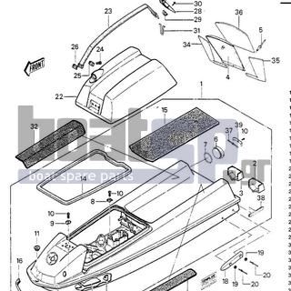 KAWASAKI - JS550 1984 - Frame - HULL/ENGINE HOOD (JS550-A3/A4)