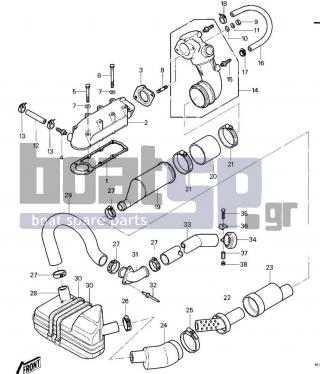 KAWASAKI - JS550 1984 - Exhaust - MUFFLER - 59151-528 - PIPE-RESNTR. CONNECTR