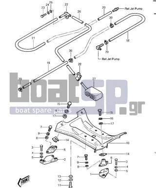 KAWASAKI - JS440 1983 - Engine/Transmission - ENGINE MOUNT/COOLING & BILGE  ('82-'83 J - 110R1025 - BOLT 10X25