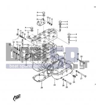 KAWASAKI - JS550 1982 - Engine/Transmission - CYLINDER HEAD/CYLINDER