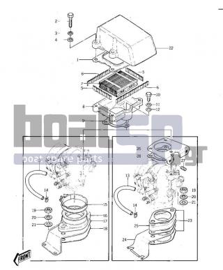 KAWASAKI - JS440 1980 - Engine/Transmission - CARBURETOR BRACKETS/FLAME ARRESTER ('77- - 171R0612 - STUD,6X12