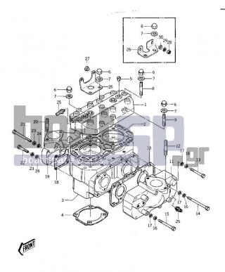 KAWASAKI - JS440 1980 - Engine/Transmission - CYLINDER HEAD/CYLINDER ('77-'78 A1/A1A/A - 110R0670 - BOLT,6X70