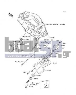KAWASAKI - ULTRA 260X 2009 - Body Parts - Handle Pole - 92200-3800 - WASHER,16.5X25X1