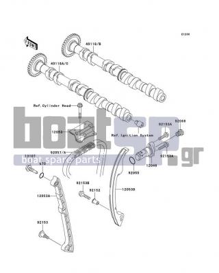 KAWASAKI - STX-15F 2008 - Engine/Transmission - Camshaft(s)/Tensioner - 12053-1432 - GUIDE-CHAIN,UPP