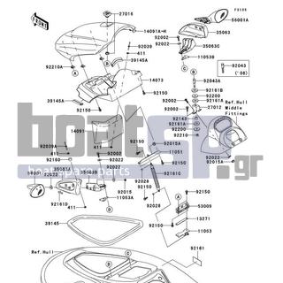 KAWASAKI - STX-15F 2008 - Frame - Hull Front Fittings - 14091-3778-386 - COVER,HATCH,C.T.BLUE