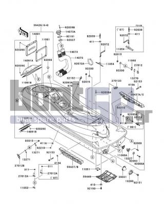 KAWASAKI - ULTRA 250X 2007 - Frame - Hull - 411S1600 - WASHER-PLAIN