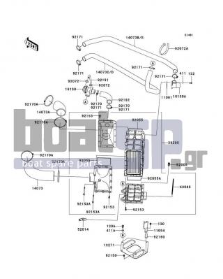 KAWASAKI - ULTRA 250X 2007 - Frame - Inter Cooler - 14073-3831 - DUCT,BLOW OFF VALVE-A/C