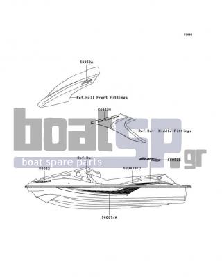 KAWASAKI - STX-12F 2006 - Body Parts - Decals(White)(D6F) - 56067-3730 - PATTERN,DECK,RH