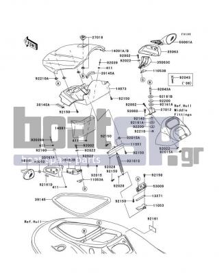 KAWASAKI - STX-12F 2006 - Frame - Hull Front Fittings - 14091-3778-386 - COVER,HATCH,C.T.BLUE