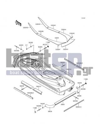 KAWASAKI - JET SKIΒ® ULTRAΒ® LX 2016 - Body Parts - Pads - 59201-3788-6Z - BUMPER,RR,F.BLACK